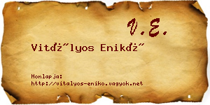 Vitályos Enikő névjegykártya